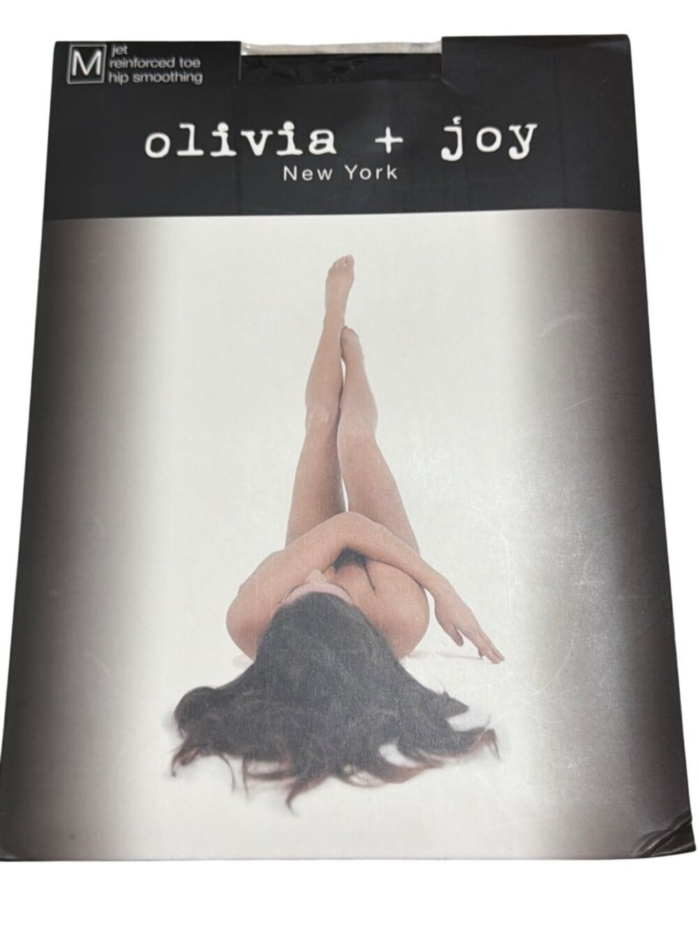 Olivia + Joy Hip Smoothing Jet Black Medium Nylon Spandex Reinforced Toe Tights